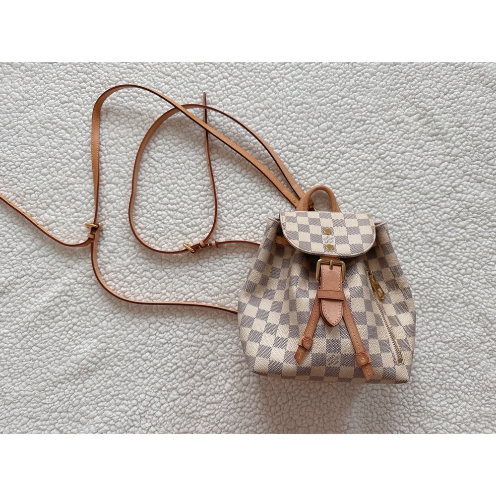 Louis Vuitton Tan and Cream Checkered Backpack